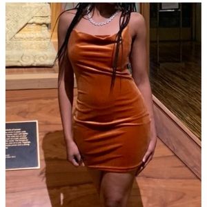Gold velvet bodycon dress size small